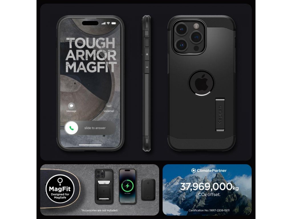 KRYT SPIGEN TOUGH ARMOR MAGSAFE PRO IPHONE 15 PRO MAX - ČERNÝ