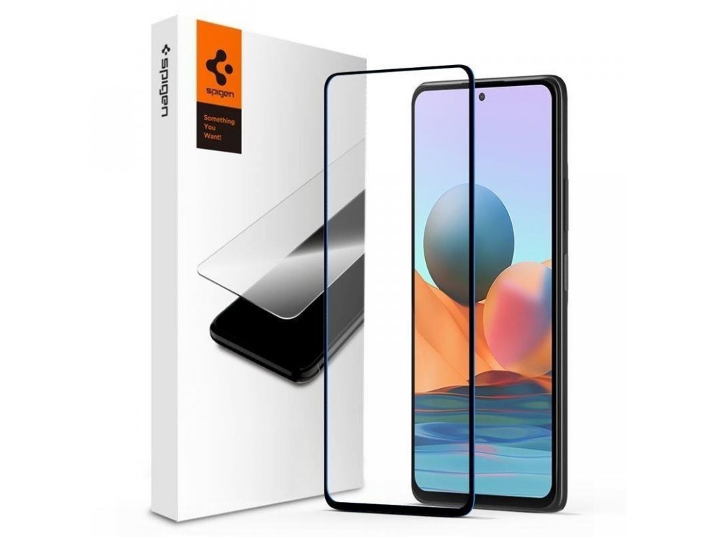 SPIGEN tvrzené sklo FC XIAOMI REDMI NOTE 10/10S ČERNÁ