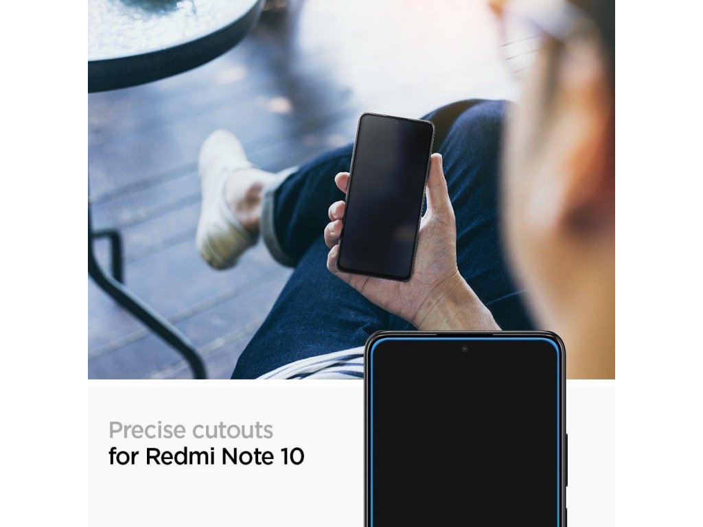 SPIGEN tvrzené sklo FC XIAOMI REDMI NOTE 10/10S ČERNÁ