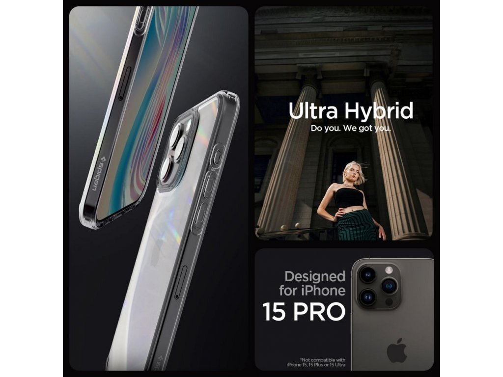 Pouzdro SPIGEN Ultra Hybrid pro IPHONE 15 PRO - tmavě šedé