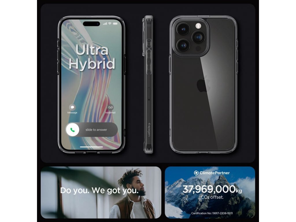 Pouzdro SPIGEN Ultra Hybrid pro IPHONE 15 PRO - tmavě šedé