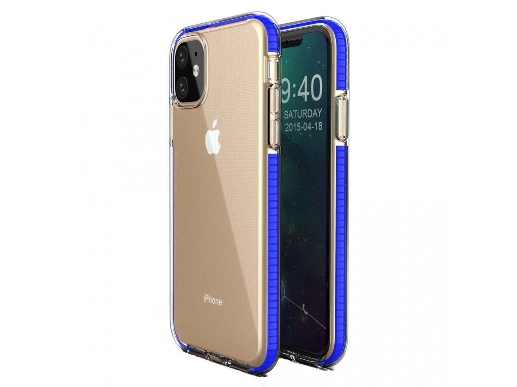 Spring Case gelové pouzdro s barevným rámem iPhone 11 tmavě modré