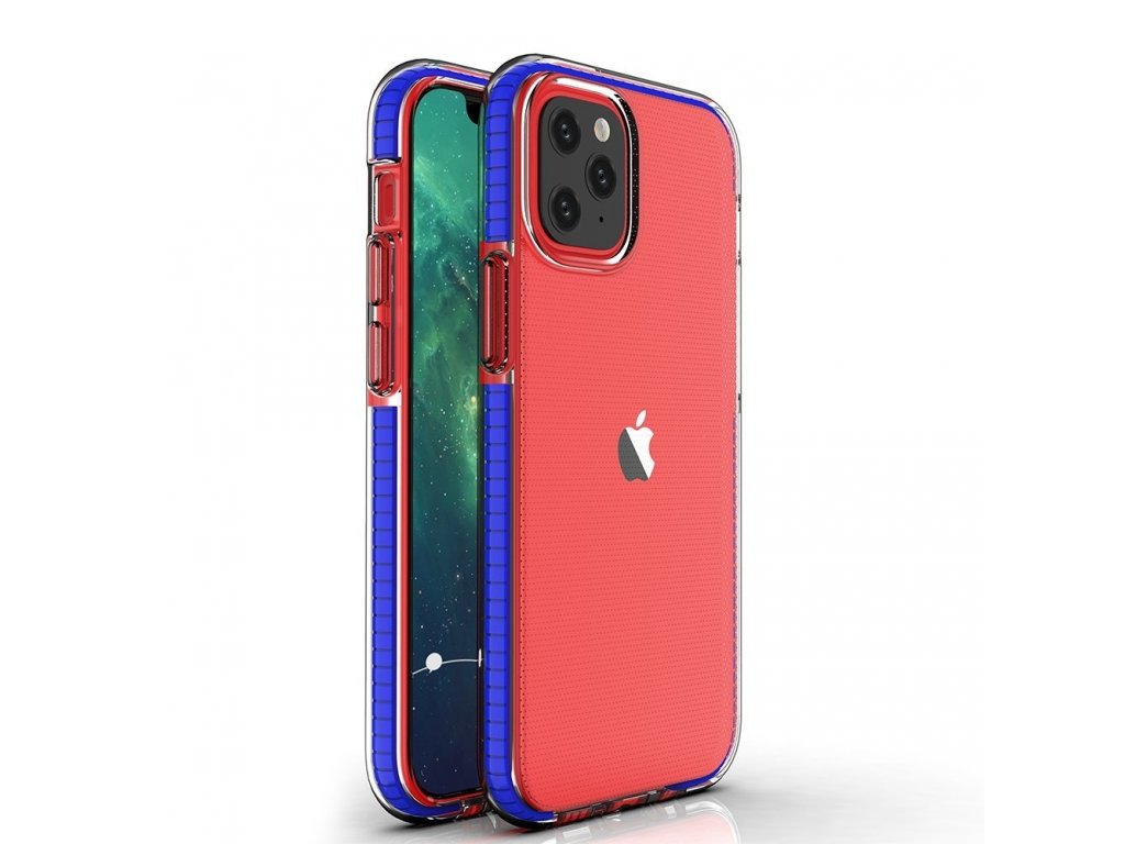 Spring Case gelové pouzdro s barevným rámem iPhone 12 Pro / iPhone 12 tmavě modré