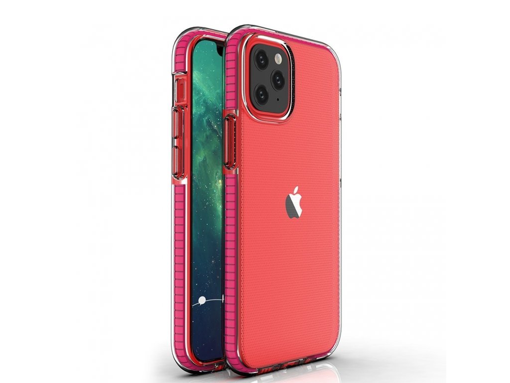 Spring Case gelové pouzdro s barevným rámem iPhone 12 Pro / iPhone 12 tmavě růžové