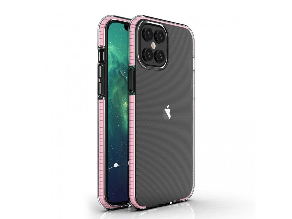 Spring Case gelové pouzdro s barevným rámem iPhone 12 Pro Max světle růžové