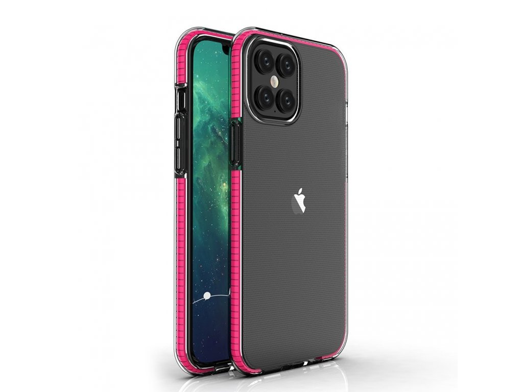 Spring Case gelové pouzdro s barevným rámem iPhone 12 Pro Max tmavě růžové