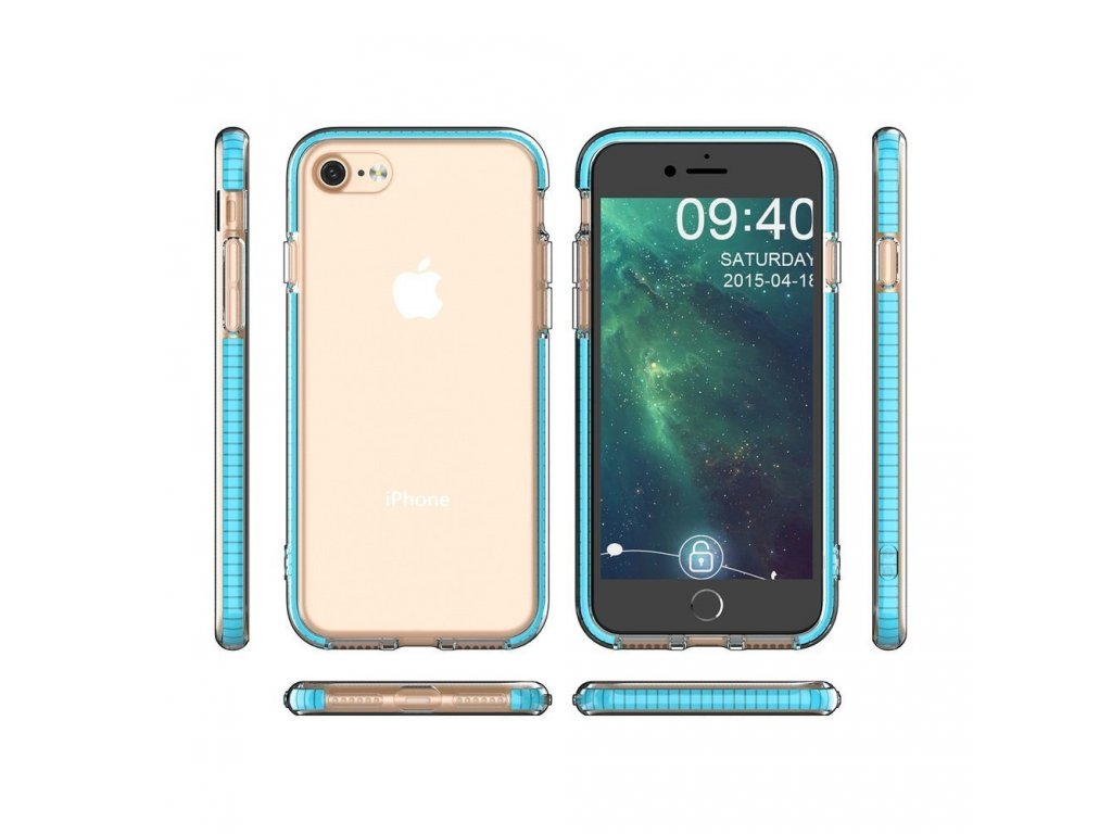 Spring Case gelové pouzdro s barevným rámem iPhone SE 2020 / iPhone 8 / iPhone 7 černé