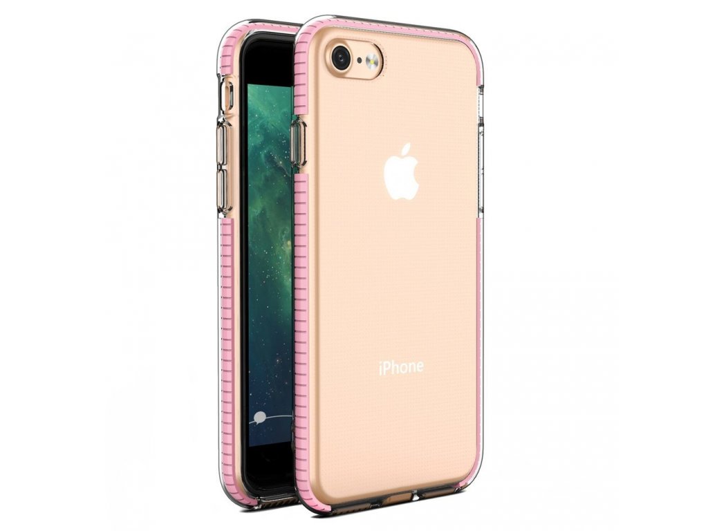 Spring Case gelové pouzdro s barevným rámem pro iPhone SE 2020 / iPhone 8 / iPhone 7 - světle růžové