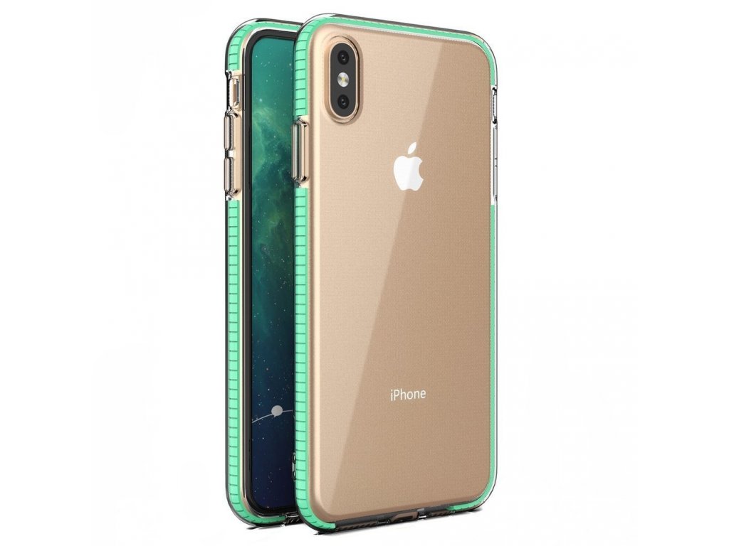 Spring Case gelové pouzdro s barevným rámem iPhone XS Max mátově zelené