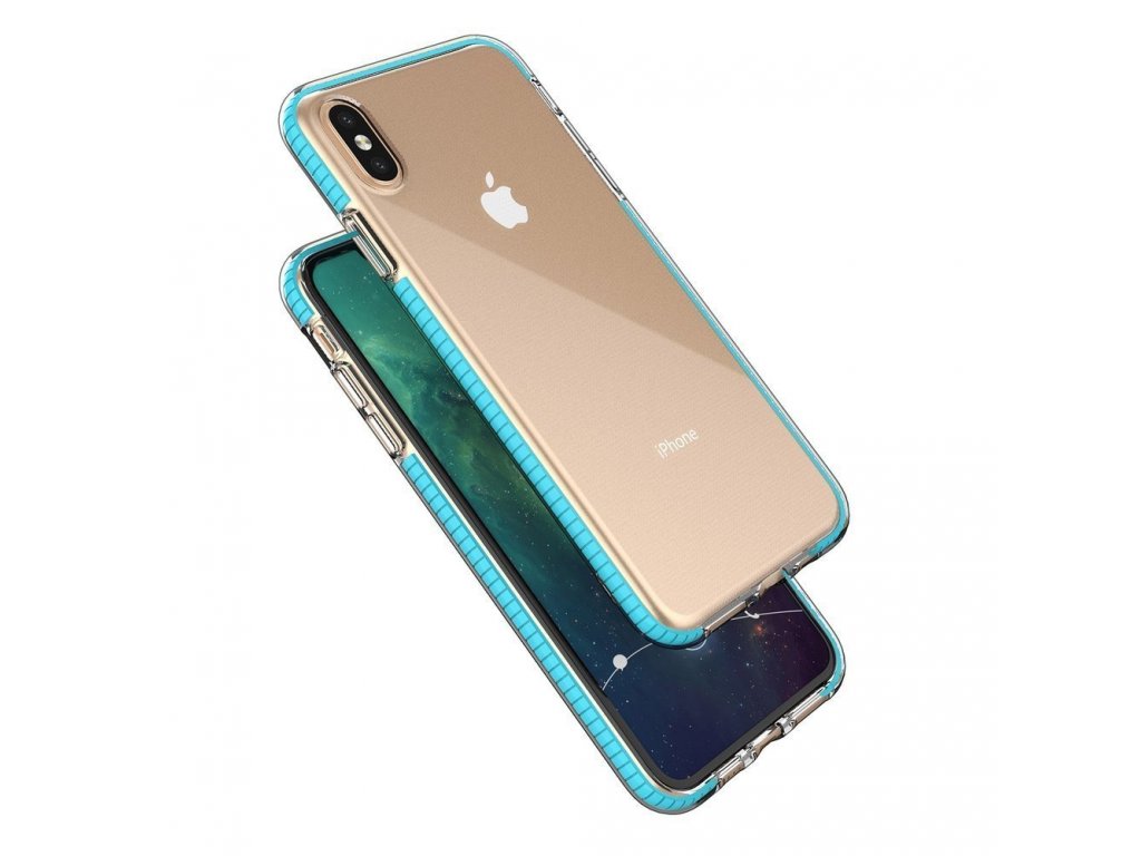 Spring Case gelové pouzdro s barevným rámem iPhone XS Max mátově zelené