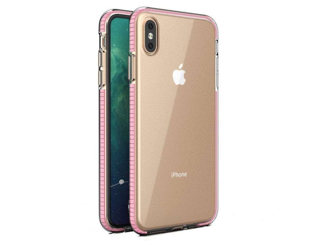 Spring Case gelové pouzdro s barevným rámem iPhone XS Max světle růžové