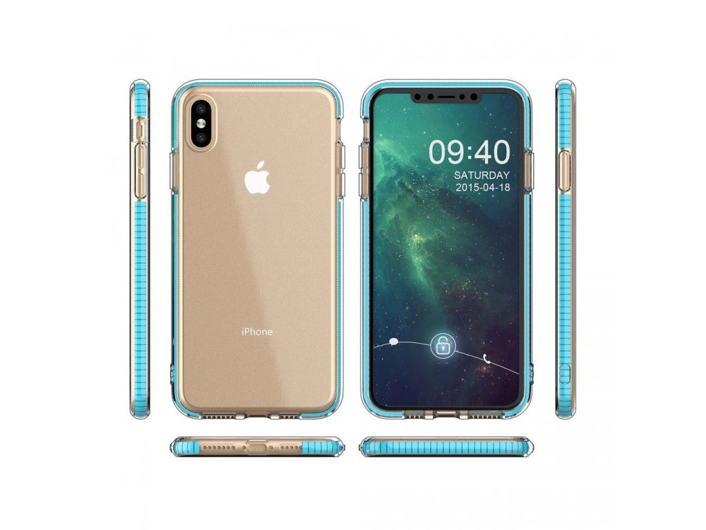 Spring Case gelové pouzdro s barevným rámem iPhone XS Max světle růžové