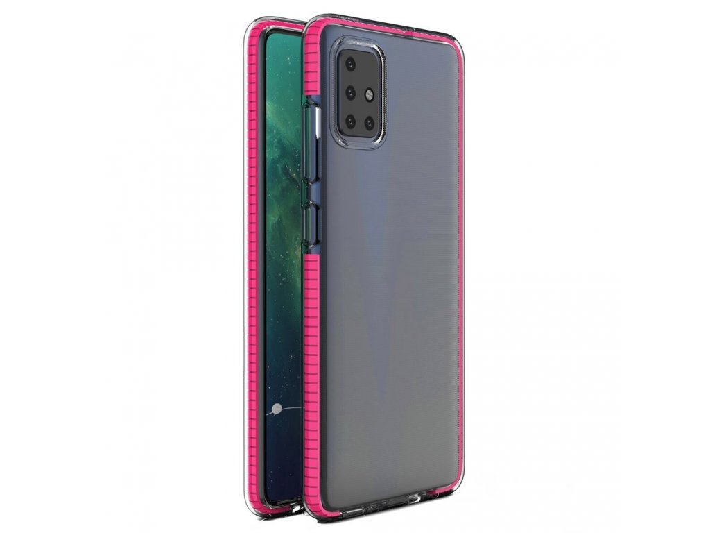 Spring Case gelové pouzdro s barevným rámem Samsung Galaxy A21S růžové