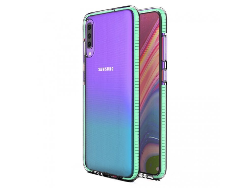 Spring Case gelové pouzdro s barevným rámem Samsung Galaxy A70 mátově zelené