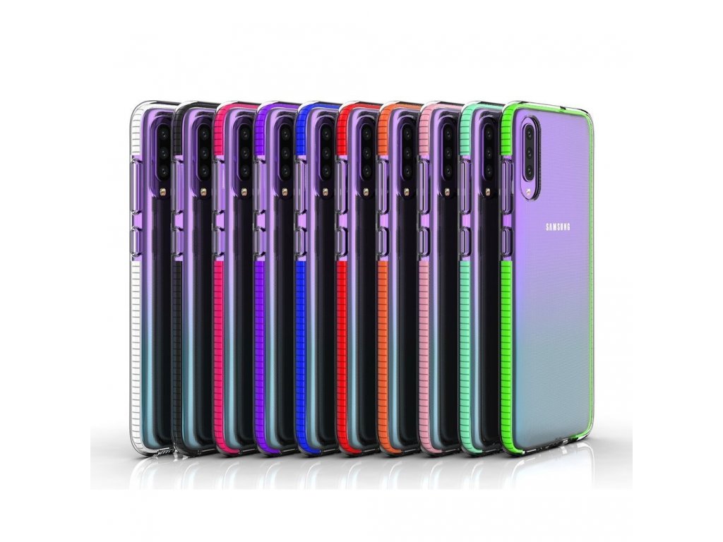 Spring Case gelové pouzdro s barevným rámem Samsung Galaxy A70 mátově zelené