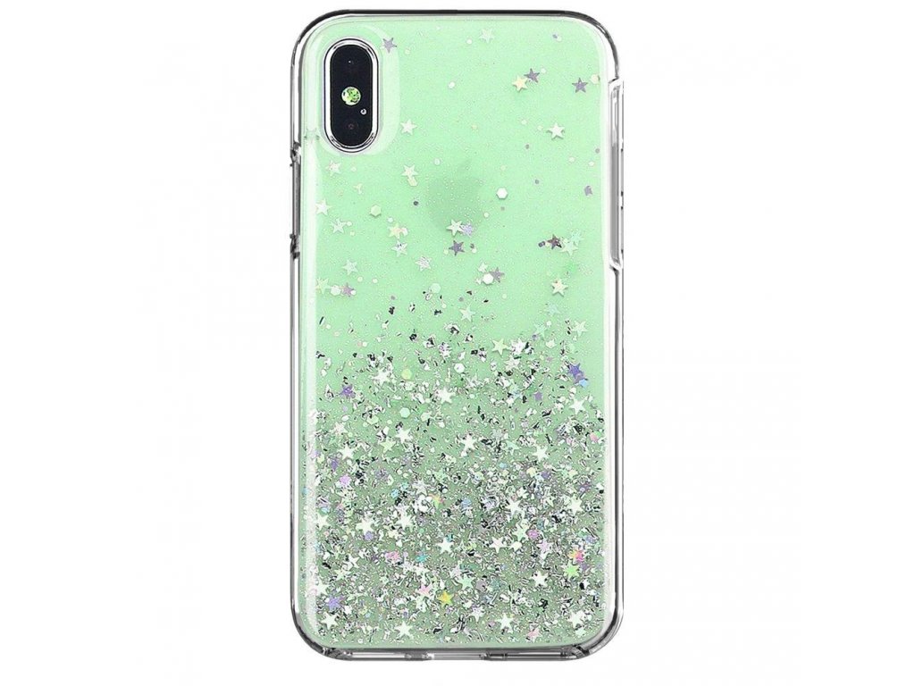 Star Glitter lesklé pouzdro s brokátem iPhone XS / iPhone X zelené