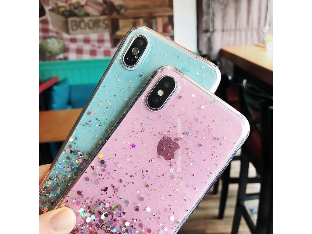 Star Glitter lesklé pouzdro s brokátem iPhone XS / iPhone X zelené