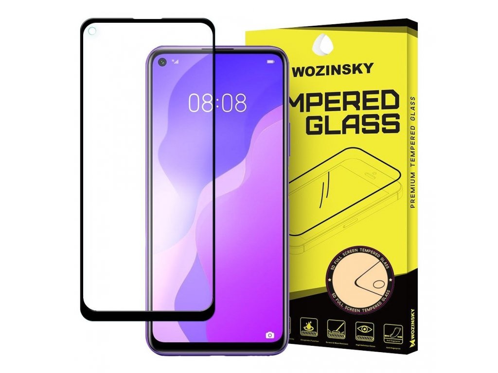 Super odolné tvrzené sklo Full Glue na celý displej s rámem Case Friendly Huawei P40 Lite 5G / Huawei Nova 7 SE černé