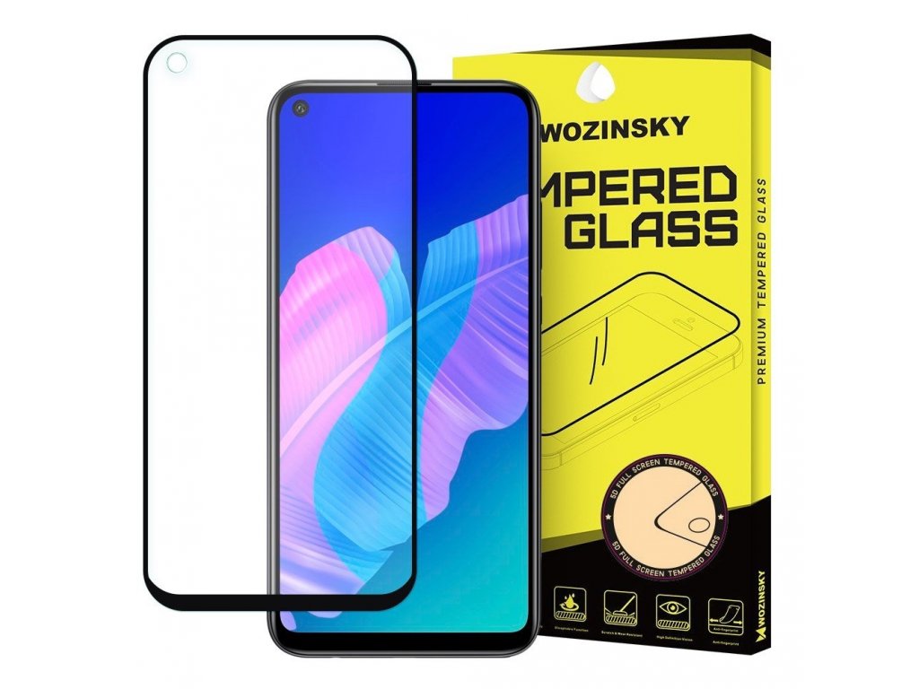 Super odolné tvrzené sklo Full Glue na celý displej s rámem Case Friendly Huawei P40 Lite E černé