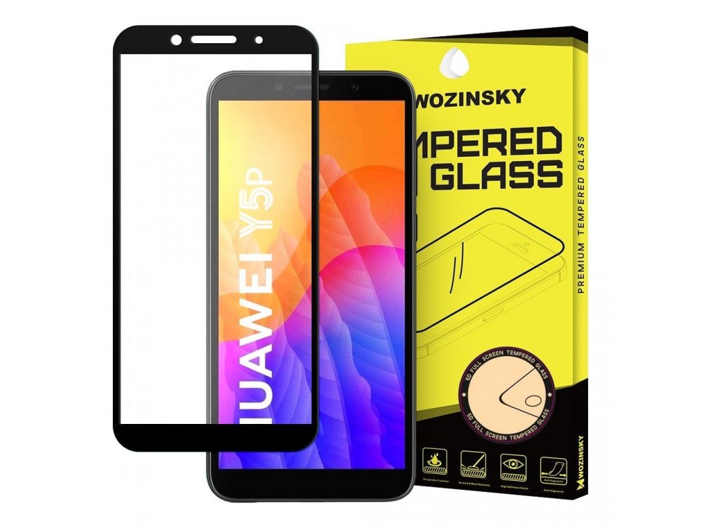 Super odolné tvrzené sklo Full Glue na celý displej s rámem Case Friendly Huawei Y5p černé