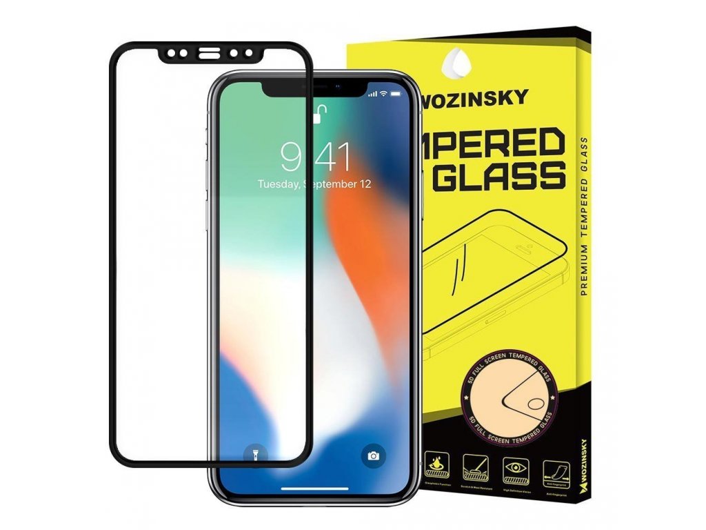 Super odolné tvrzené sklo Full Glue na celý displej s rámem Case Friendly iPhone 12 Pro / iPhone 12 černé