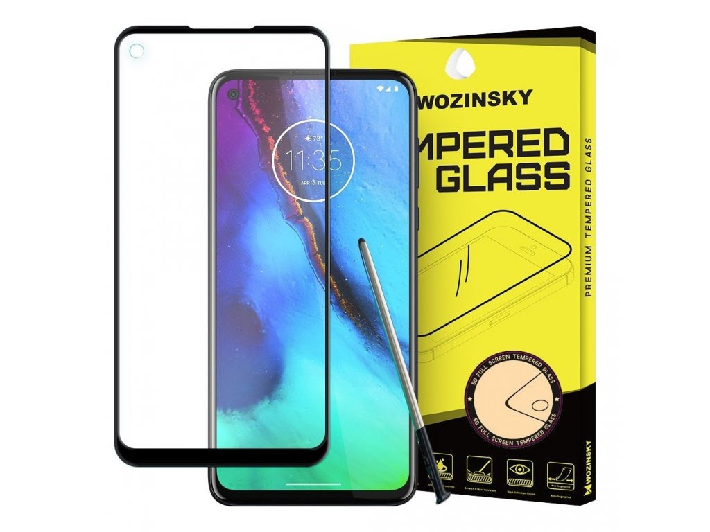 Super odolné tvrzené sklo Full Glue na celý displej s rámem Case Friendly Motorola Moto G Pro černé