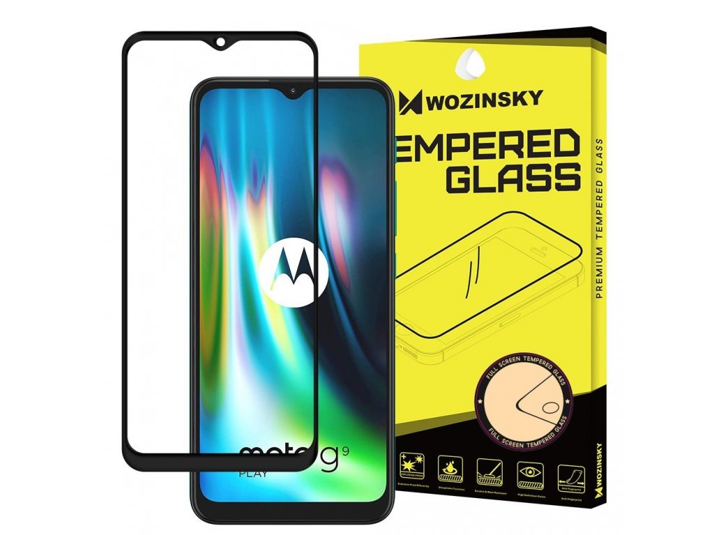 Super odolné tvrzené sklo Full Glue na celý displej s rámem Case Friendly Motorola Moto G9 Play / Moto E7 Plus černé