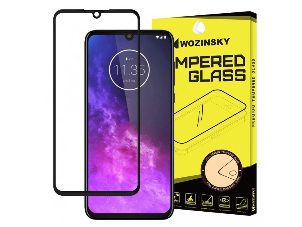 Super odolné tvrzené sklo Full Glue na celý displej s rámem Case Friendly Motorola One Zoom černé