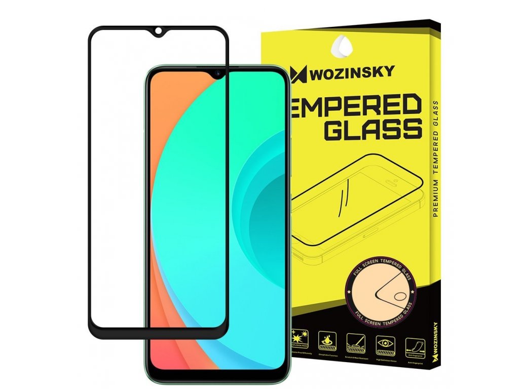 Super odolné tvrzené sklo Full Glue na celý displej s rámem Case Friendly Realme C11 průsvitné