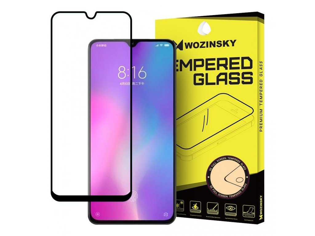 Super odolné tvrzené sklo Full Glue na celý displej s rámem Case Friendly Xiaomi Mi CC9 černé