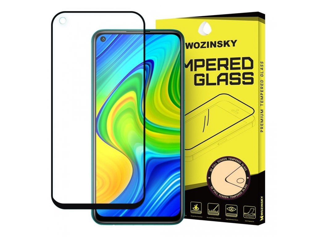 Super odolné tvrzené sklo Full Glue na celý displej s rámem Case Friendly Xiaomi Redmi 10X 4G / Xiaomi Redmi Note 9 černé