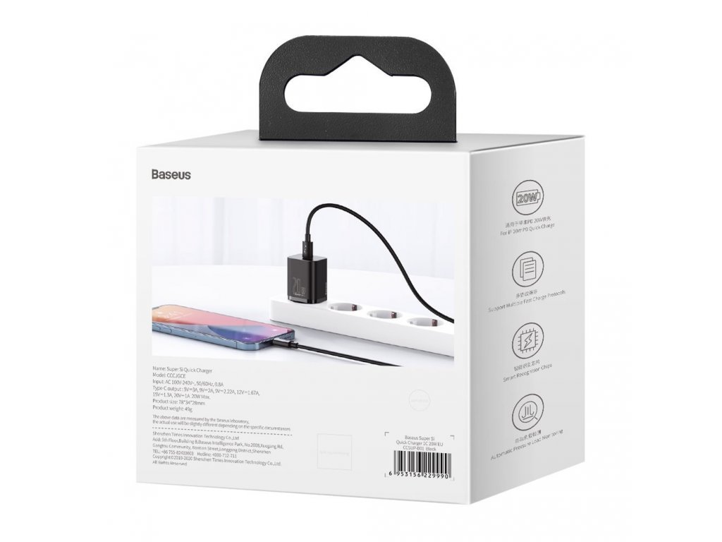 Super Si 1C USB Type C 20W Power Delivery síťová rychlonabíječka černá (CCSUP-B01)