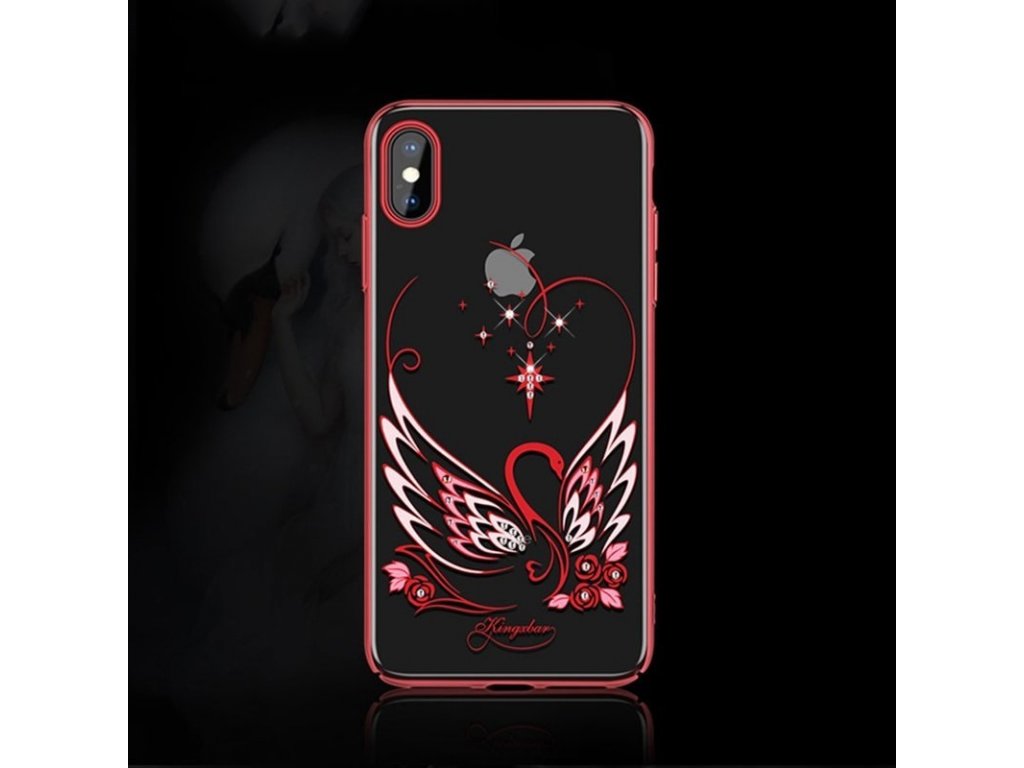 Swan Series pouzdro zdobené originálními krystaly Swarovski iPhone XS Max červené