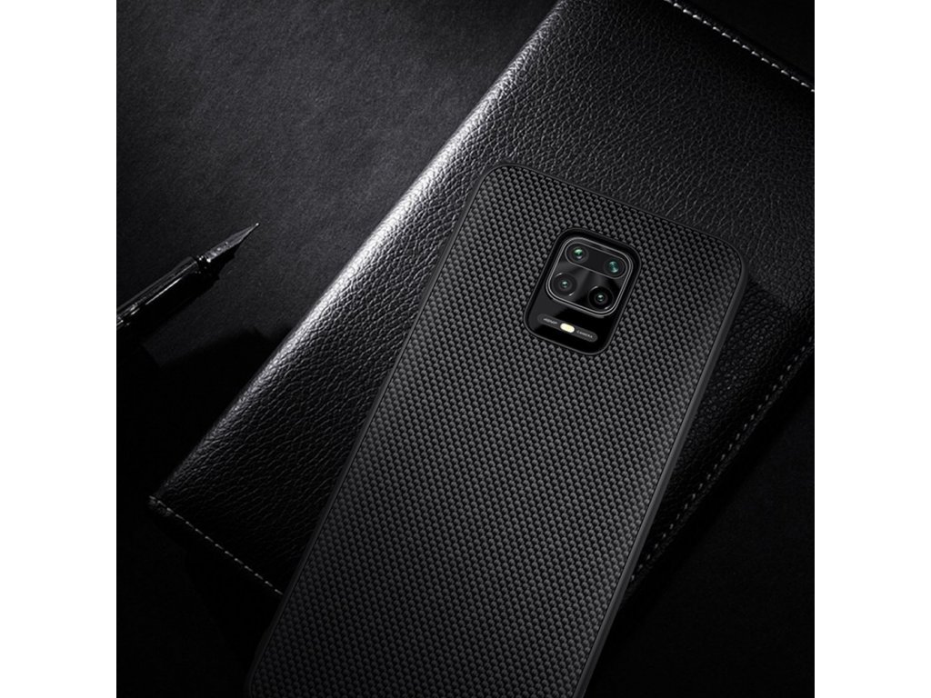 Textured Case odolné vyztužené pouzdro s gelovým rámem a nylonovými zády Xiaomi Redmi Note 9 Pro / Redmi Note 9S černé