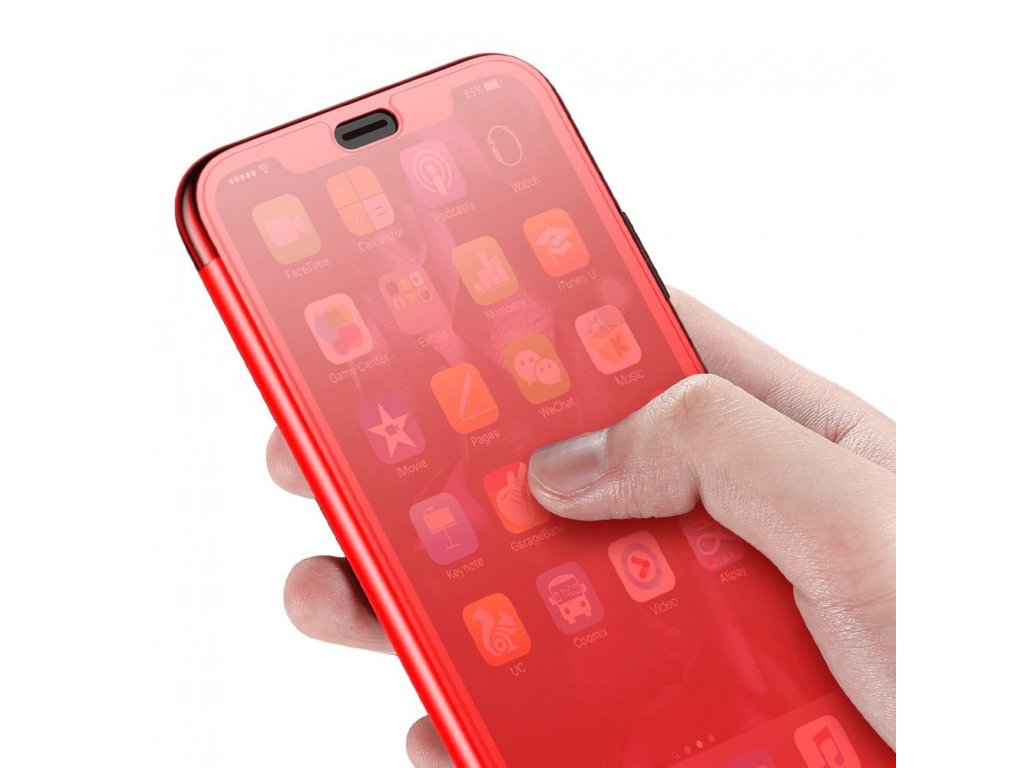 Touchable Case gelové pouzdro s tvrzeným sklem iPhone X červené