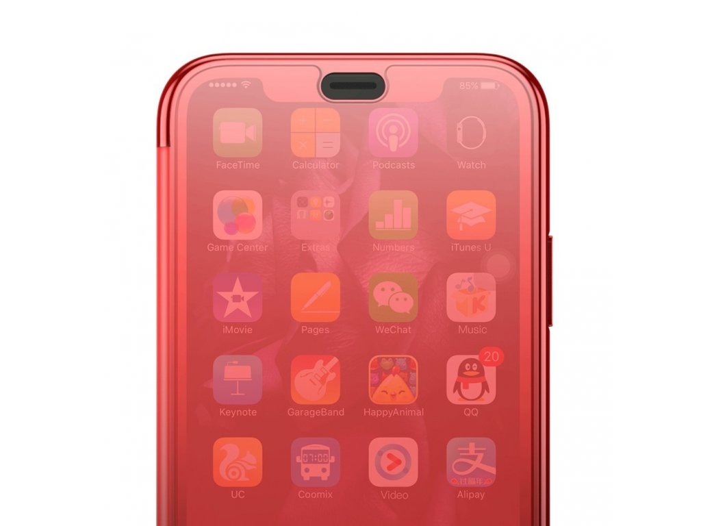 Touchable Case gelové pouzdro s tvrzeným sklem iPhone X červené