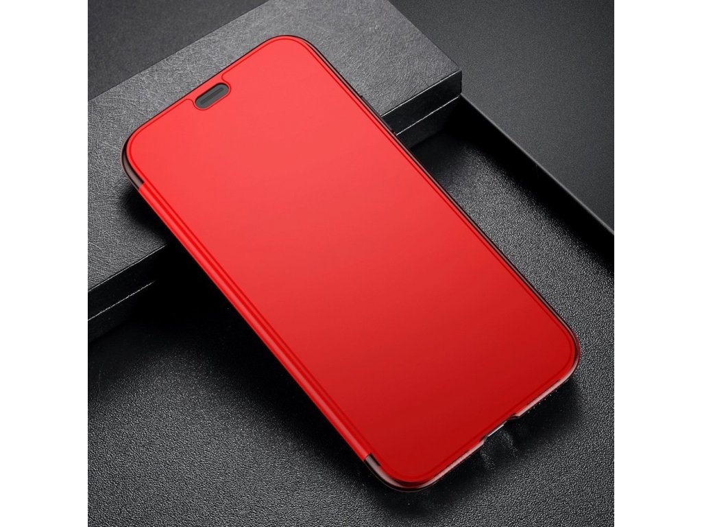 Touchable Case gelové pouzdro s tvrzeným sklem iPhone X červené