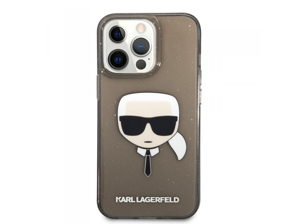 TPU Full Glitter Karl Head Kryt pro iPhone 13 Pro Black