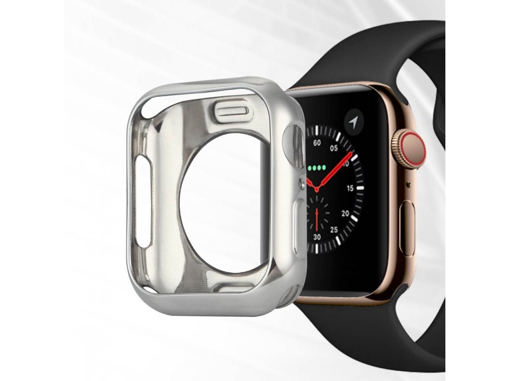 TPU Plating 2x gelové elastické pouzdro na Apple Watch 4 40mm černé/průsvitné