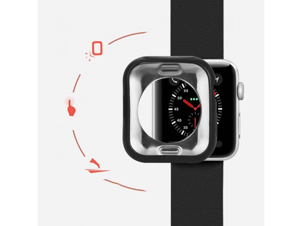 TPU Plating 2x gelové elastické pouzdro na Apple Watch 4 40mm černé/průsvitné