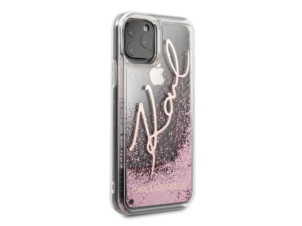 Třpytkové pouzdro pro iPhone 11 Pro Max růžově zlaté Glitter Signature