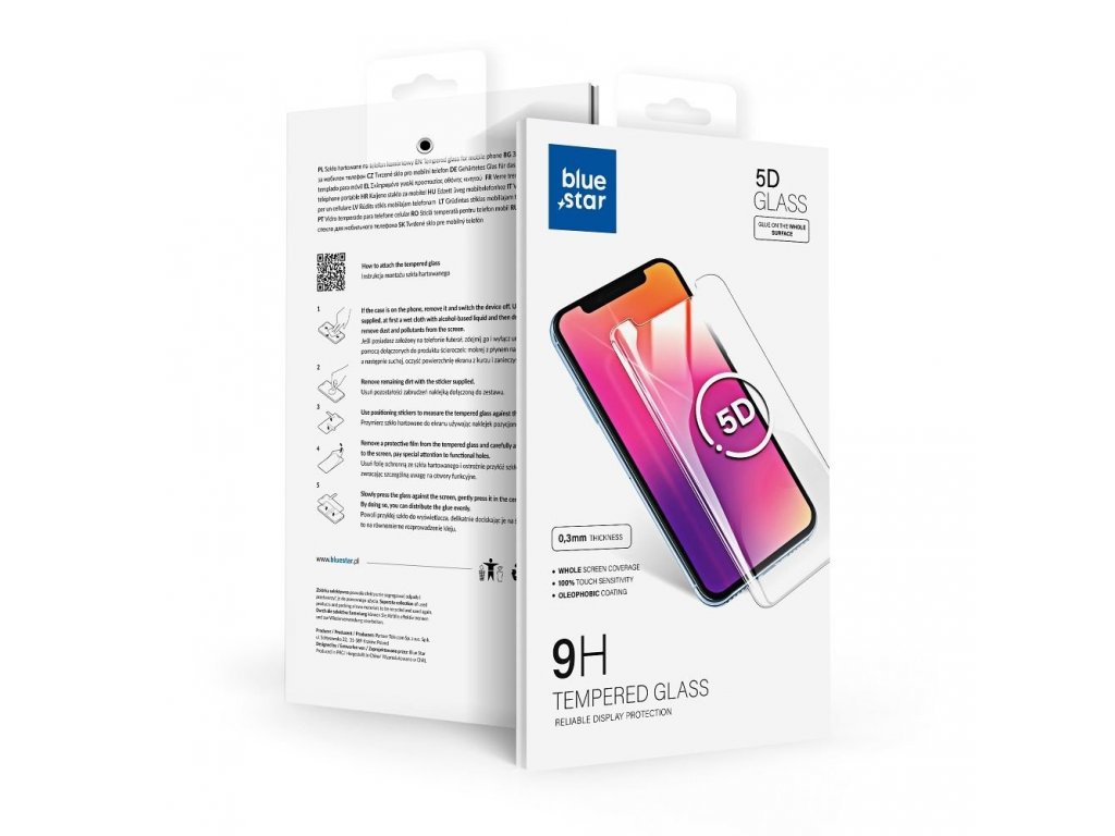 Tvrzené sklo Blue Star 5D pro iPhone 7 PLUS / 8 PLUS (vhodné pro lepení) černé