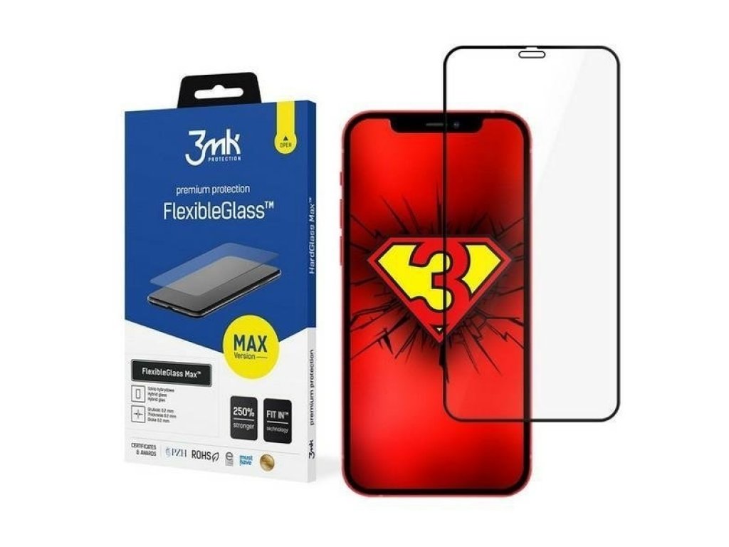 Tvrzené sklo FlexibleGlass Max iPhone 12 / 12 Pro 6,1" černé