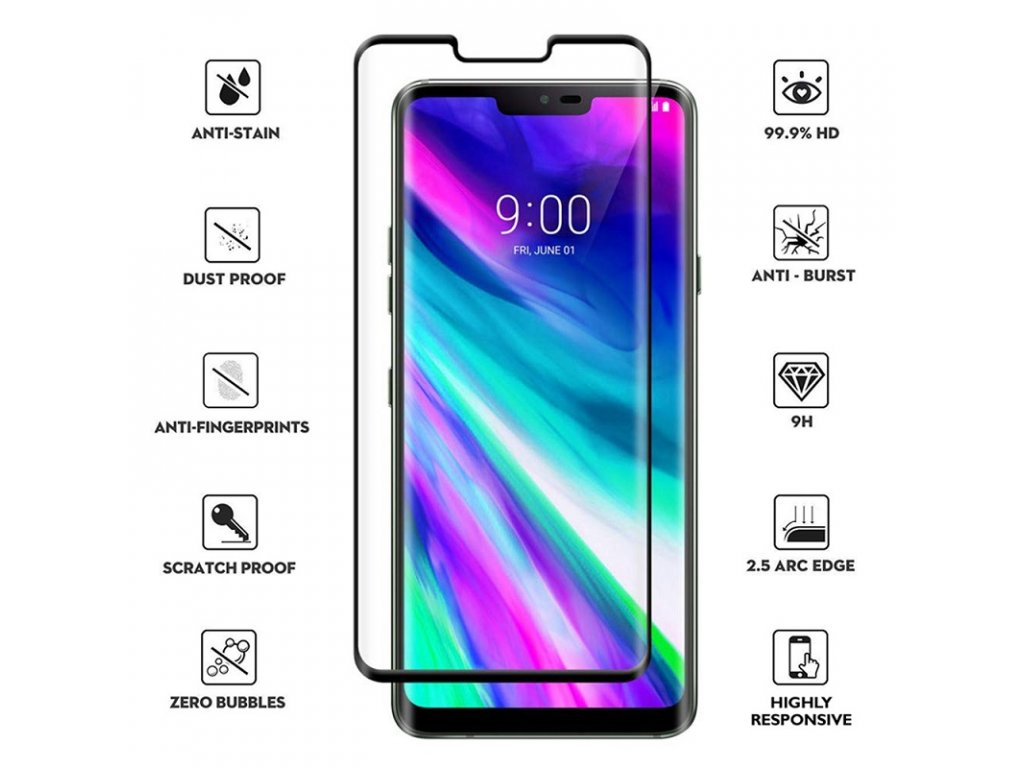 Tvrzené sklo pro LG G8 Thinq - černé