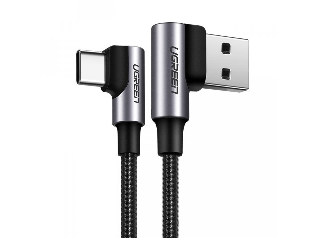 Úhlový kabel USB - USB Type C Quick Charge 3.0 QC3.0 3 A 2 m šedý (US176 20857)