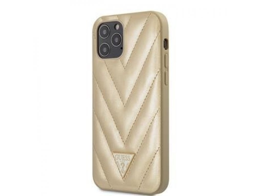 V Quilted Pouzdro pro iPhone 12 Pro Max zlaté