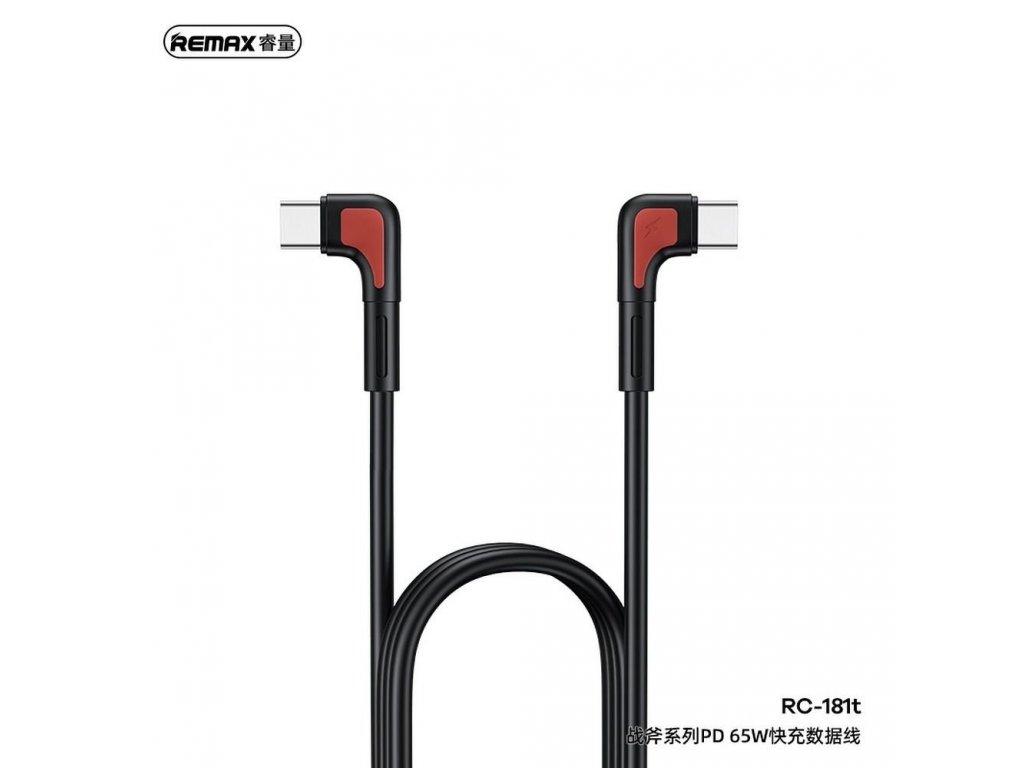 Vysokorychlostní kabel se standardem Power Delivery a duálním 90stupňovým konektorem USB-C / USB-C - černý