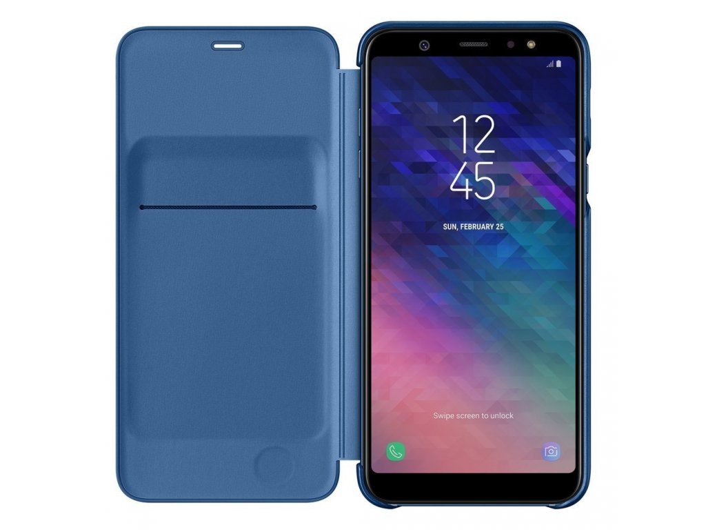 Wallet Cover pouzdro typu kniha s kapsou na karty Samsung Galaxy A6+ 2018 modré (EF-WA605CLEGWW)