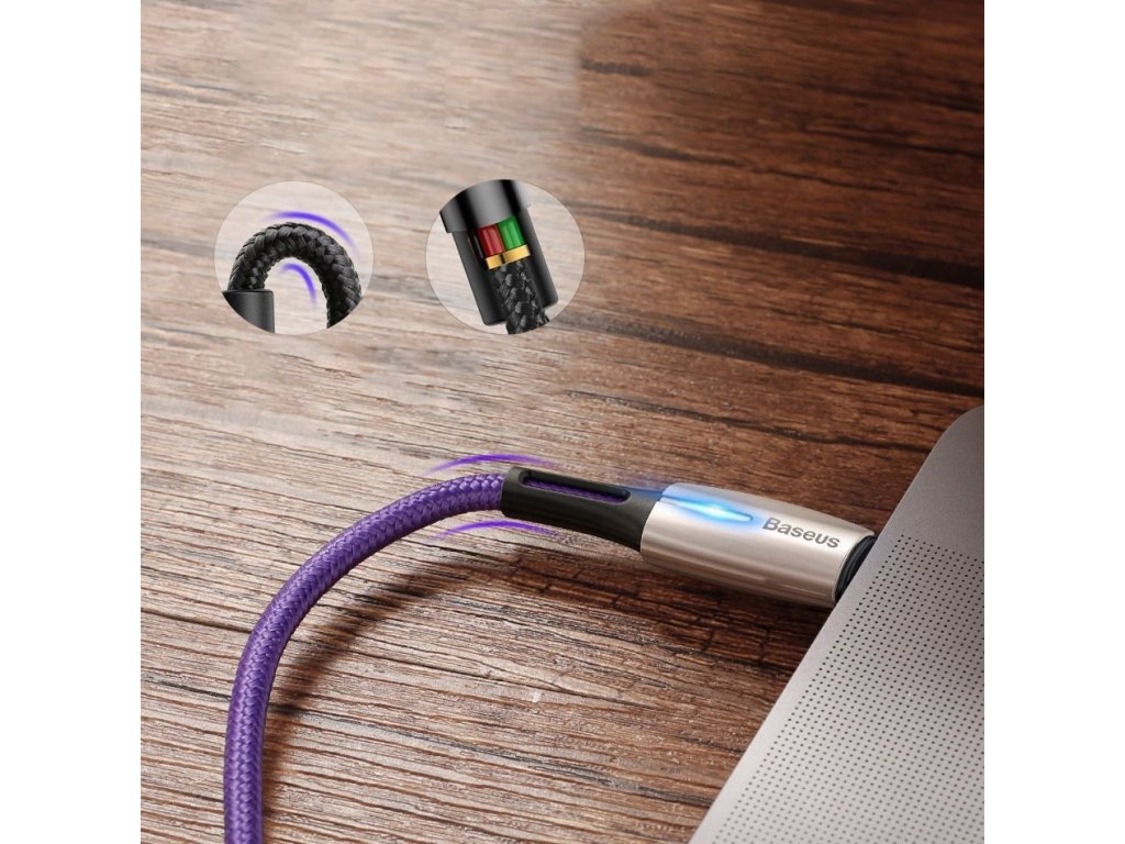 Water Drop odolný nylonový kabel USB-C PD2.0 60W 20V 3A QC3.0 2M černý (CATSD-K01)