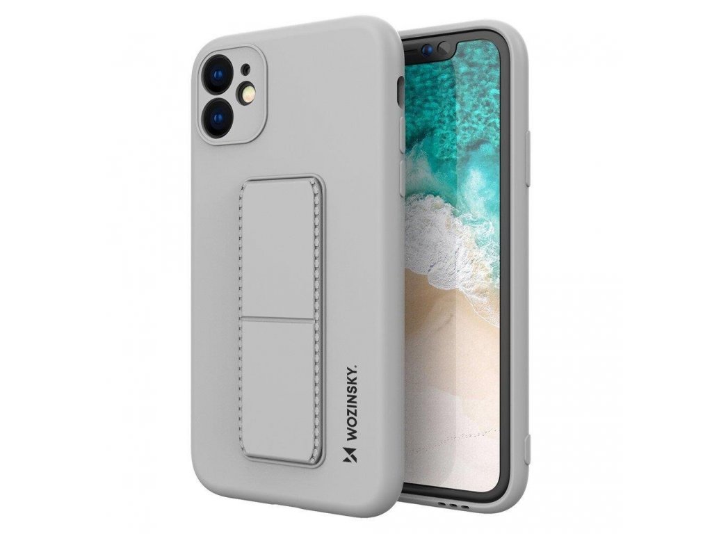 Wozinsky Kickstand Case flexibilní silikonové pouzdro se stojánkem Samsung Galaxy A12 šedé